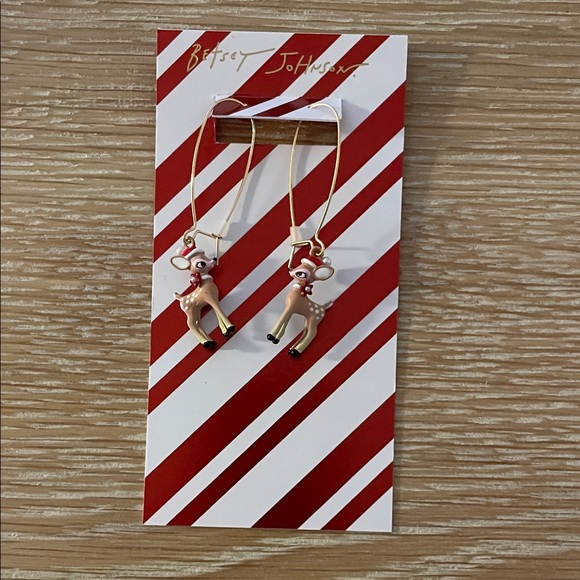 Betsey Johnson Holiday Reindeer Earrings, NWT